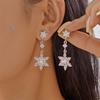 New Elegant Shiny Rhinestone Snowflake Drop Earring for Women Shiny Crystal Zircon Flower Dangle Earring Christmas Party Jewelry