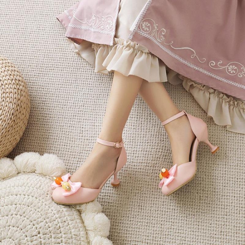 

Summer girls sandals medium older children s shoes high heel princess sandals pink lolita little girl student children s sandals 39 (inner length 24.5cm) розовый