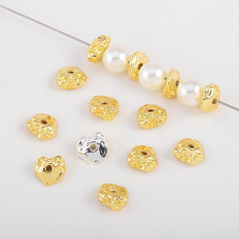 5Pcs 8x8.4mm 18K Gold Color Plated Irregular Lava Shape Charms Beads Copper for DIY Necklace Bracelet Jewelry Making Accessories