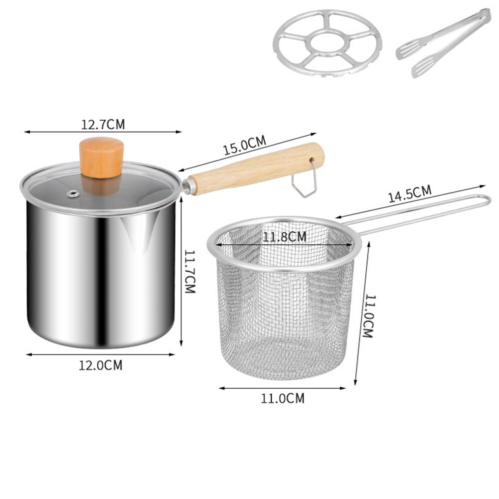 1set Wooden Handle Milk Pot,Stainless Steel Frying Pan Stainless Steel Frying Pan For Cooking Noodles Pot Width 12cm Kitchenware