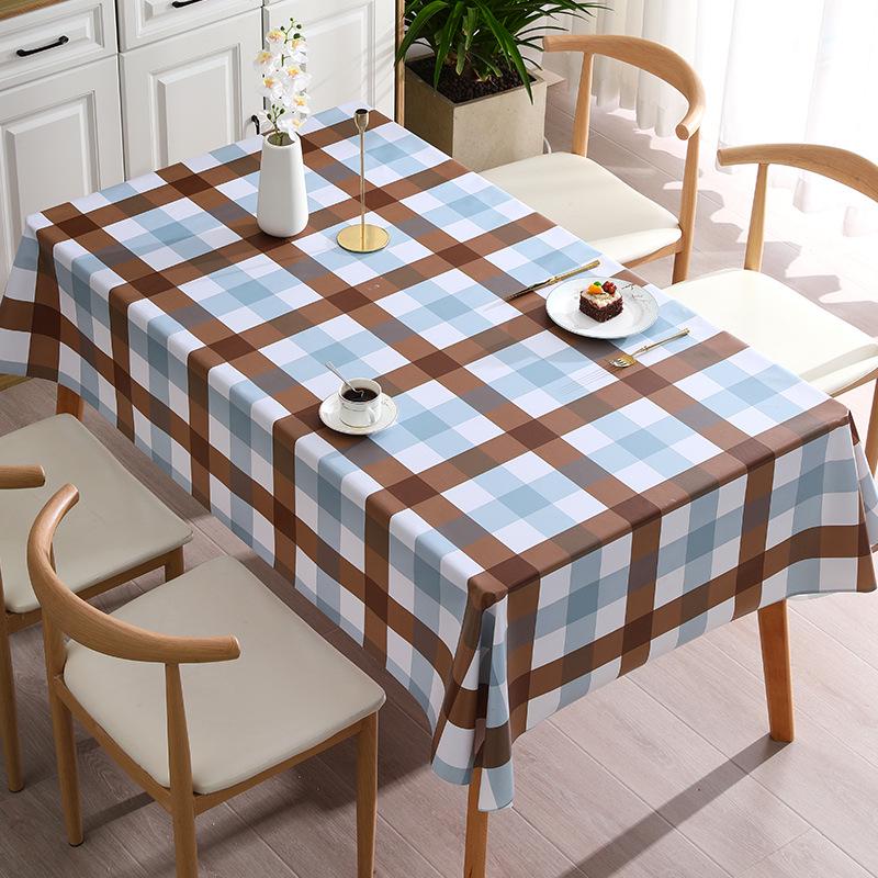 Grid PVC Tablecloth: Waterproof, Oil-Proof, Scald-Proof, No-Wash, Fresh Style Table Cover for Coffee Tables