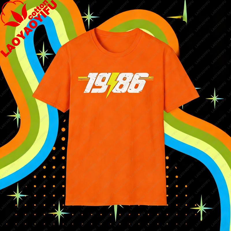 40th Birthday printed TShirt tops 1986 Retro Tee Forty Bday Shirt 90 Kid Gift For Him Her Nostalgia Party Stripes streetwear S
