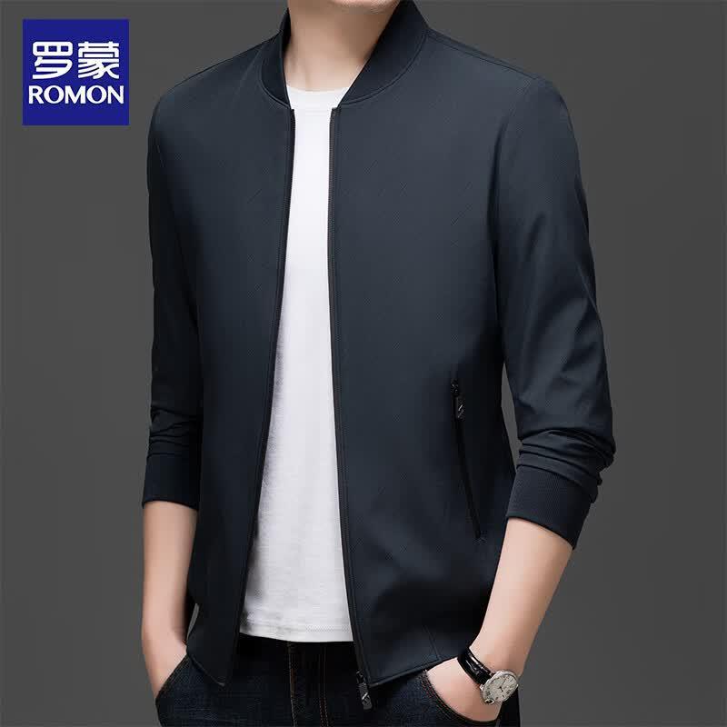ROMON Men's Ribbed Collar Fall Casual Jacket