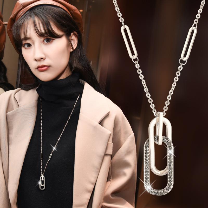 Trendy Korean Fashion Geometric Necklace Ideal For Autumn And Winter Outfits