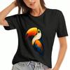 Tukan Vogel Blumig unisex Baumwoll T-Shirt, Premium Baumwolle Grafikdruck, Langlebig, Lässig Und Modisch. Merkmale Ein tropisches Tukandesign mit lebhaften