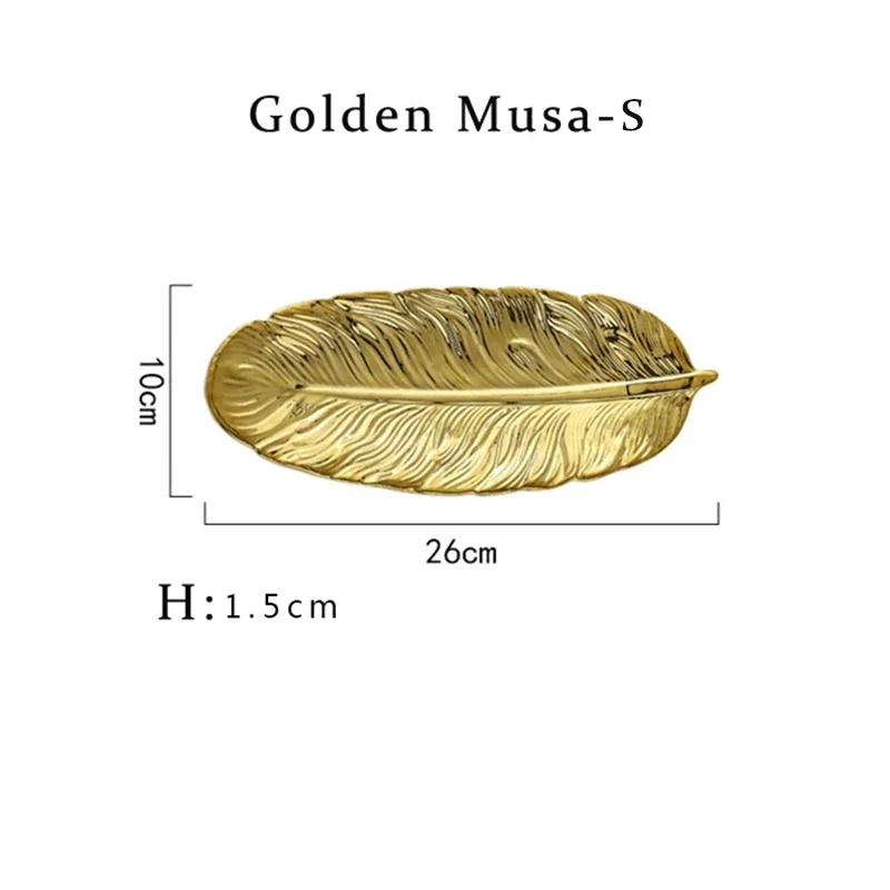 Nordic Ceramic Feather Plate Banana Leaf Tableware Fruit Snack Tray Kitchen Home Decoration Accessories Dinner Sushi Cake Plate