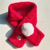 Leuchtend roter Pompon-Weihnachtsschal aus Kunstkaninchenfell für Kinder
