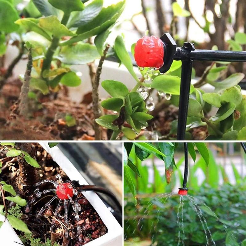 100 Stück Einstellbarer Mikro-Tropfer 100 Stück T-Verbinder 100 Stück Garten-Schlauch Erdanker Tropfsystem Automatisch
