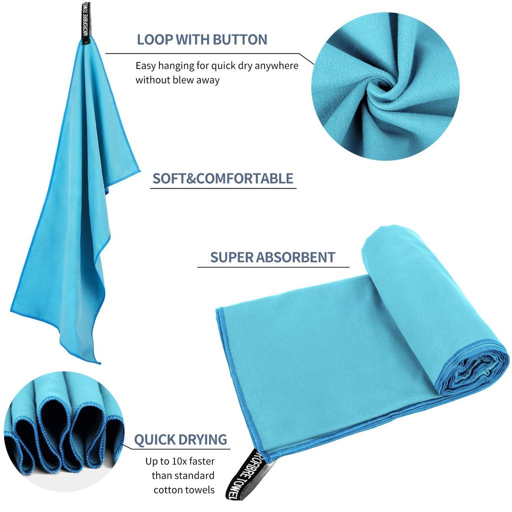 Toalha de Microfibra Ultra Absorvente Secagem Rápida Toalha de Praia Premium Viagem Fitness Academia Natação Yoga Acampamento Atividades ao Ar Livre