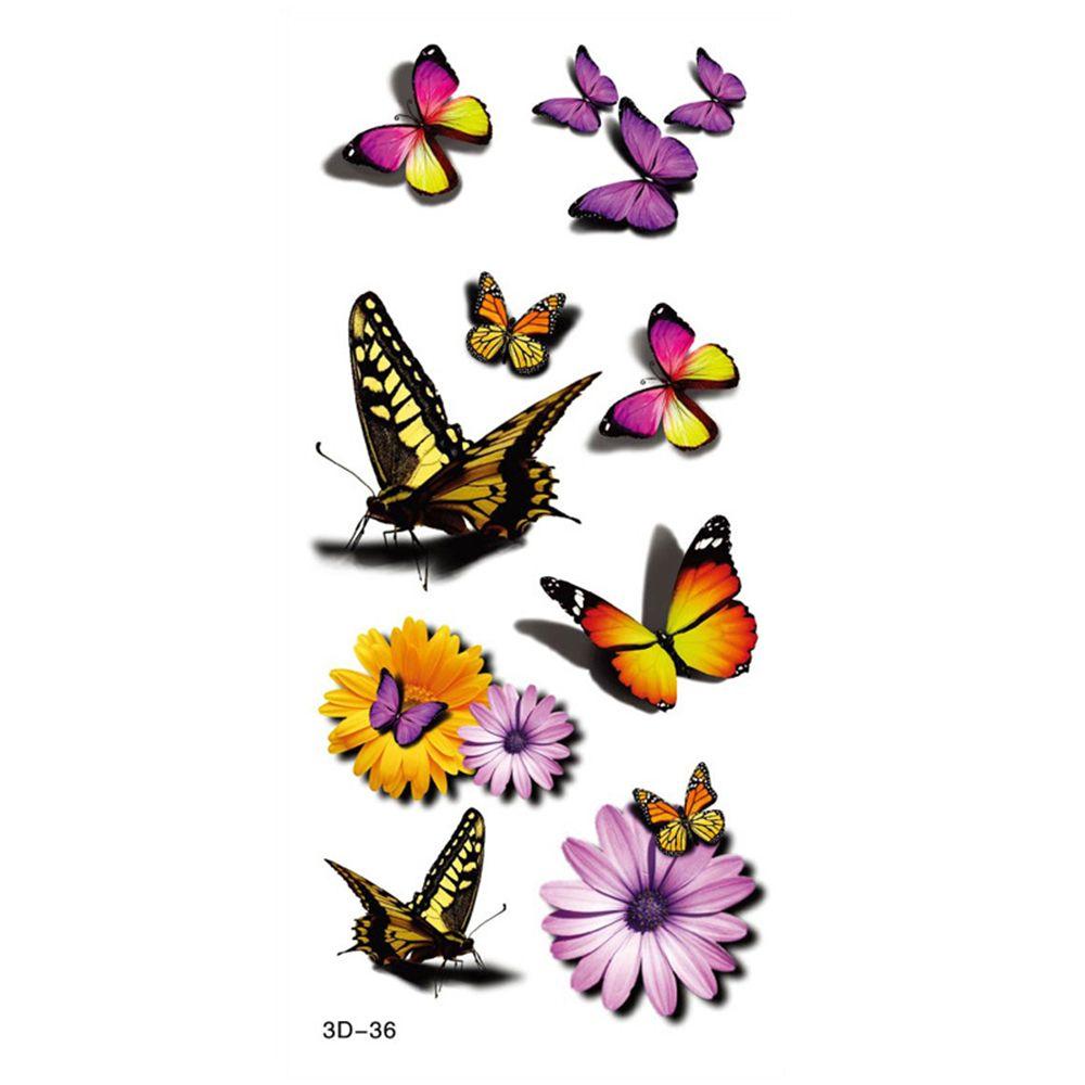 Easy To Clean 3D Butterfly Flower Feather Party Accessories Women Tattoo Sticker Body Stickers