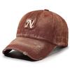 Vintage Washed Cotton Denim Baseball Cap For Men Women Embroidered Letter Duck Tongue Hat Punk Holes Adjustable Peaked Caps