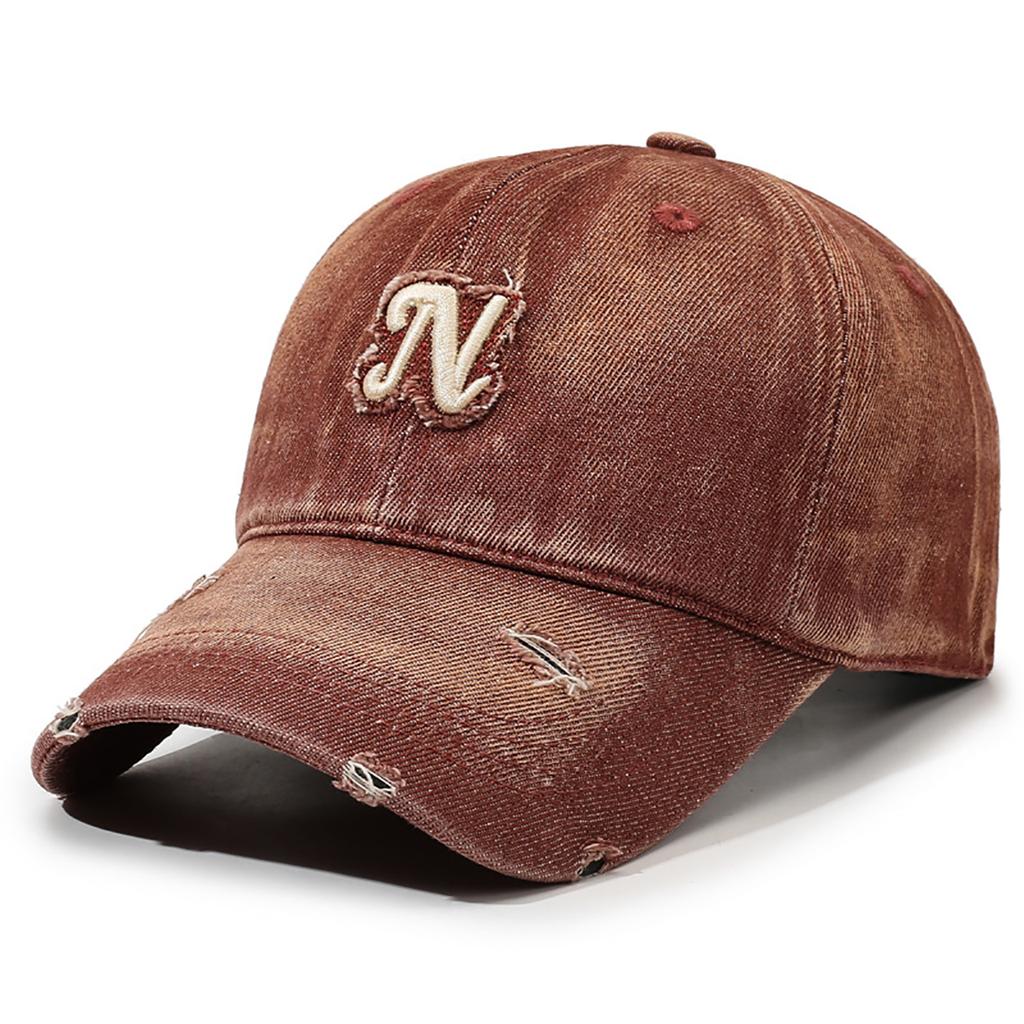 Vintage Washed Cotton Denim Baseball Cap For Men Women Embroidered Letter Duck Tongue Hat Punk Holes Adjustable Peaked Caps