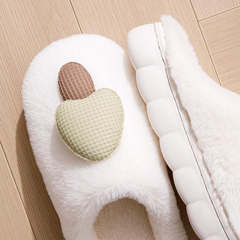 Mushroom Plush Cotton Slippers: Cozy Winter Indoor Shoes for Couples, Women, and Men with Velvet Heel Cover