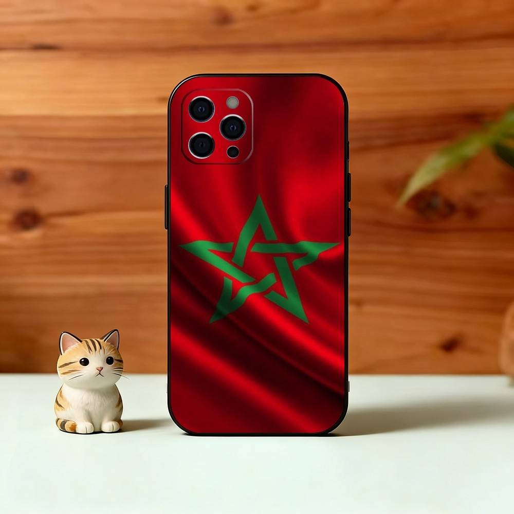 M-Morocco F-Flag Phone Case For iPhone 17,16,15,14,13,12,11 Plus,Pro Max,XS,Soft Silicone Black Cover