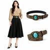 Antique Bronze Buckle Western Cowgirl Belt PU Leather Floral Embossed Belt  Outfit Decoration