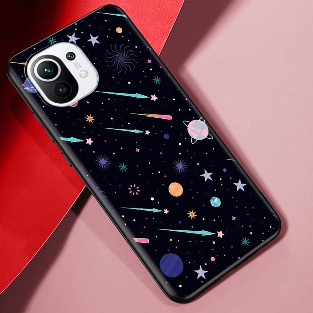 Cartoon Funny Space Astronaut Case for Xiaomi Mi 11 Ultra 11T 10T 9T Pro Note 10 A2 9 8 Lite A3 CC9E 10S Black Soft Phone Cover