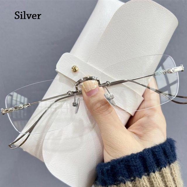 Transparent Computer Glasses Frameless Women Men Anti Blue Light Square Eyewear Blocking Glasses Optical Spectacle Eyeglass