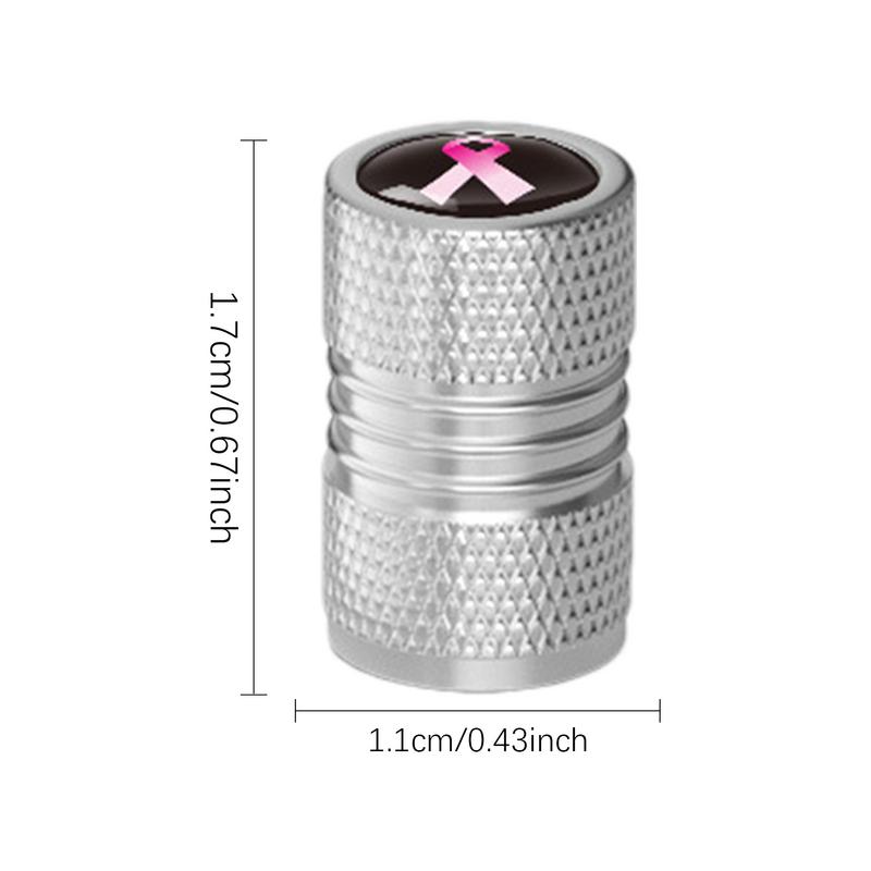 Air Caps For Car Tires 4PCS Aluminum Alloy Pink Ribbon Auto Wheel Air Valve Cap Tire Valve Cover For Cars Trucks Motorcycles