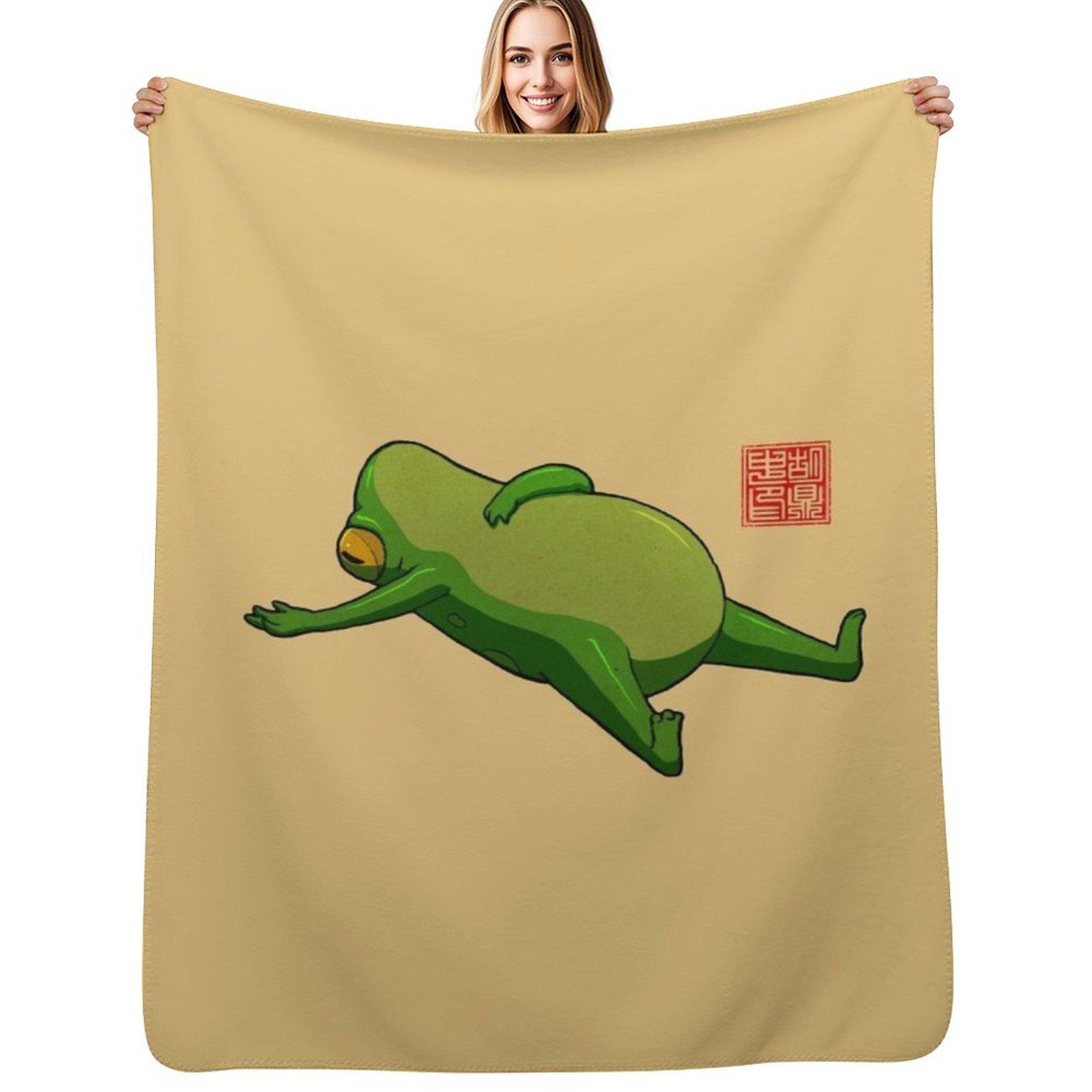 Yoga Frog Mood Throw Blanket Warm Napping Blanket for Office Couch Bed Size: 75*100cm, Weight: 230 GSM