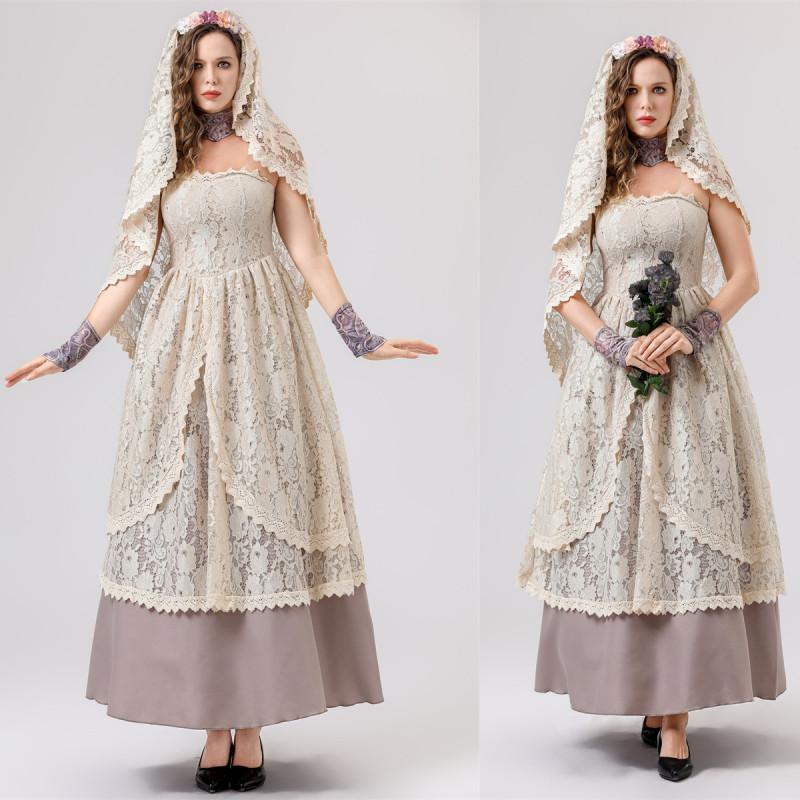 Village Vampire Angie Brides Cosplay Costume Party Stage Performance Dress Lace