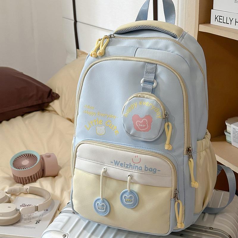 School bag, high value and fresh ins School bag for junior high school students, casual, simple, lightweight and large capacity