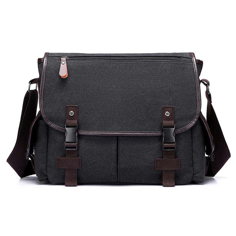 Retro Canvas Crossbody Bag for Men Large Capacity Messenger Shoulder Bag Multi Pocket Briefcase Satchel