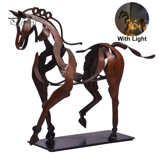 

Скульптура лошади, полый дизайн, металлическая статуя лошади, трехмерное художественное украшение лошади для украшения дома в деревенском стиле With Light