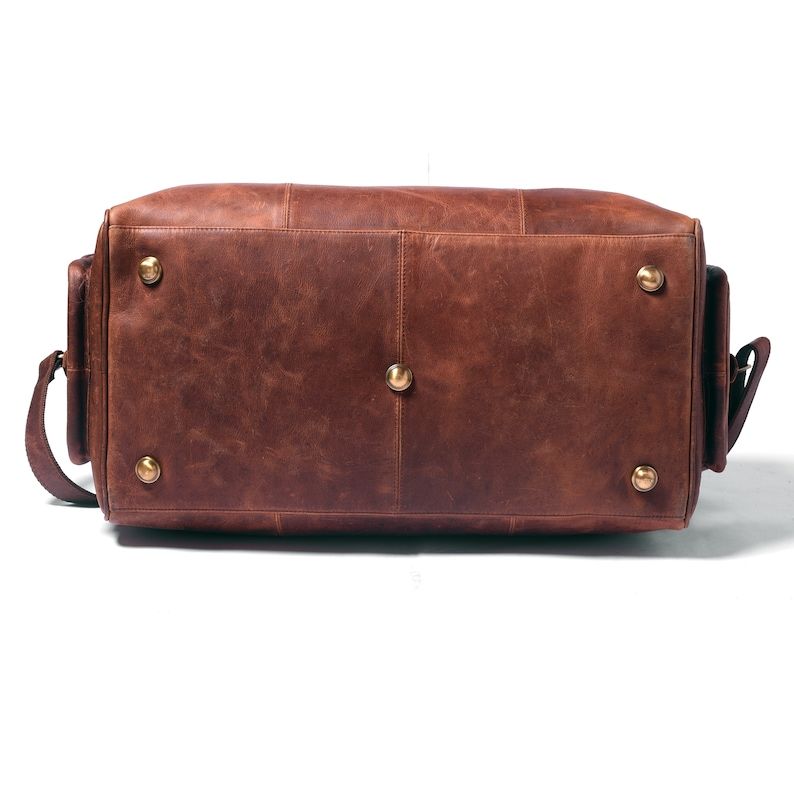 Personalised Handmade Full Grain Leather Duffle Bag Laser Engraved Weekend Holdall Overnight Carry-on Bag Leather Travel Gift Set For Him