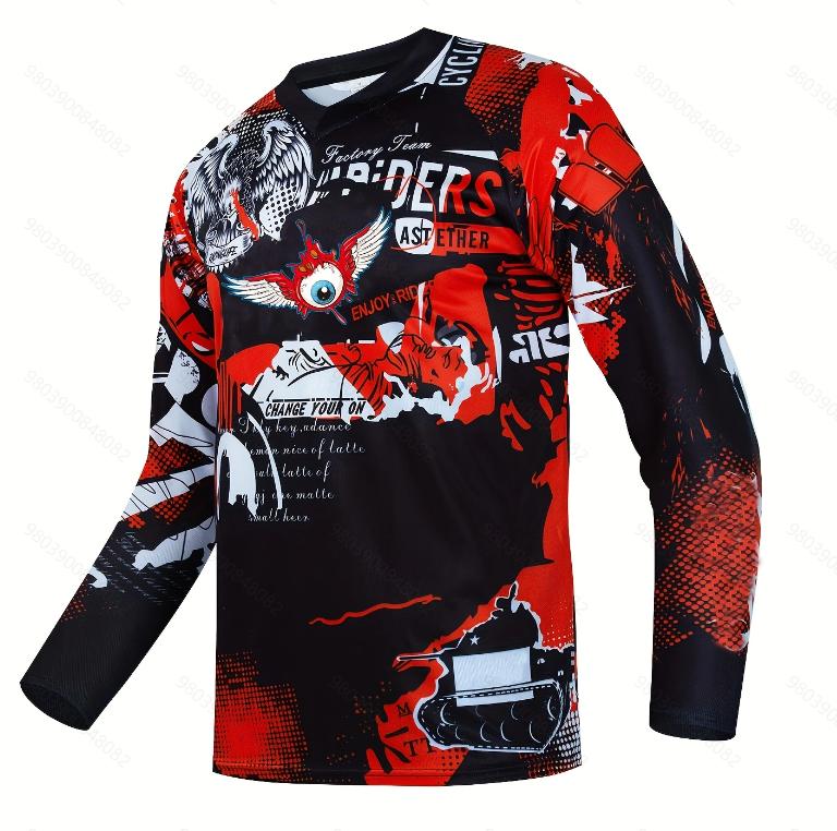 MTB Motorradrennkleidung cooler Aufdruck Motorradfahren schnelltrocknend atmungsaktiv langärmeliges Oberteil professionelle Fahrausrüstung um Ihnen zu helfen zu galoppieren