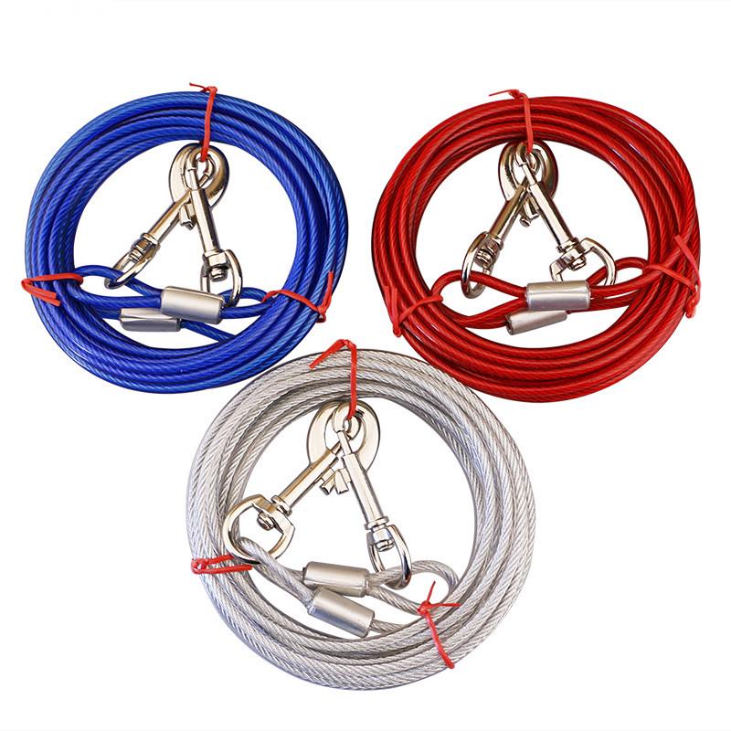 Double-Headed Iron Dog Leash with Steel Wire Rope for Two Dogs