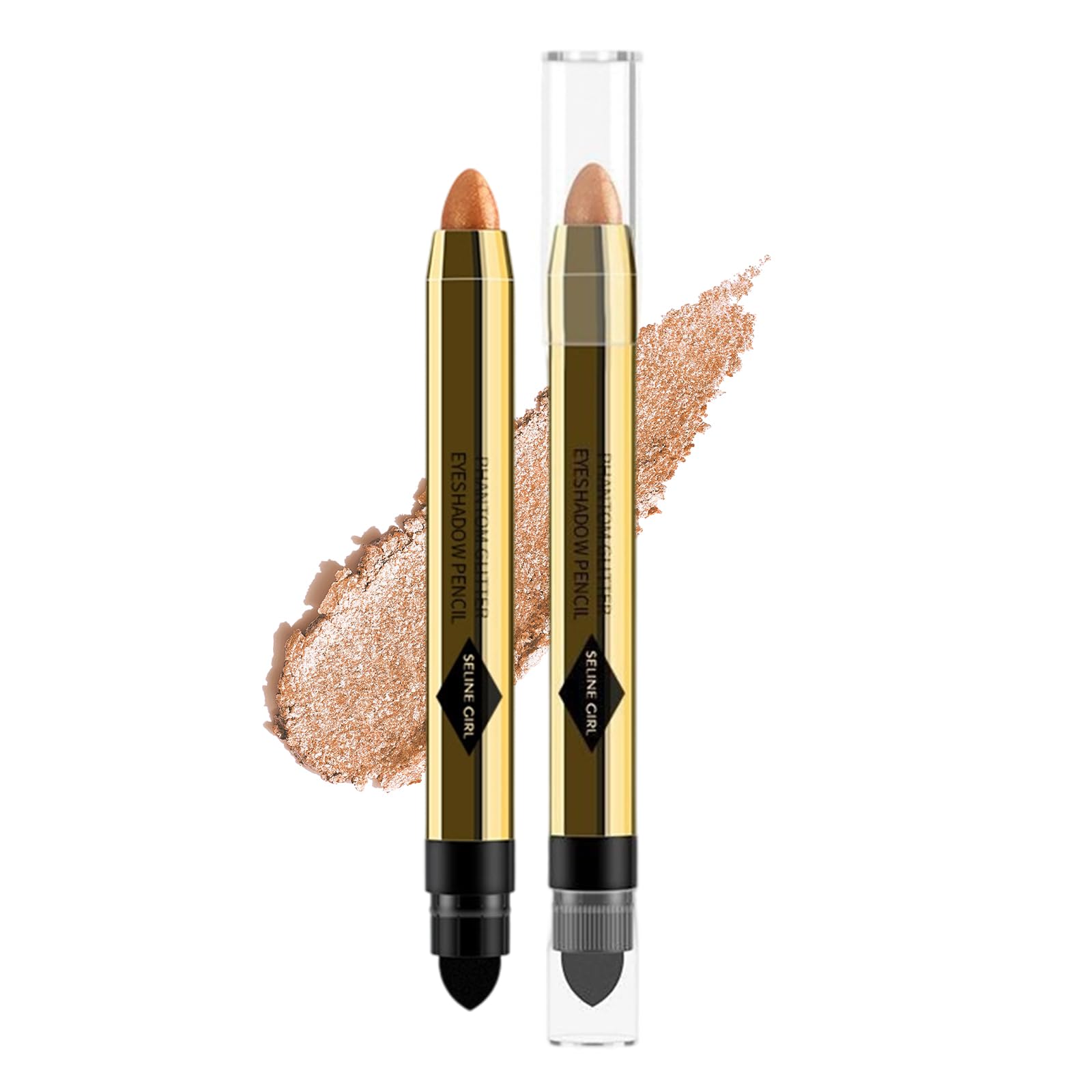 KIADZIE Eyeshadow Pencil Eyeshadow Stick Eyeshadow Pen Double-ended Peach Orange High Color Payoff Shimmering Under-eye Makeup Waterproof (02-Peach