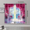 2pc,  Curtain depicts a waterfront arch surrounded by flowers Versatile Polyester,Without Electricity Birthday Party Suitable