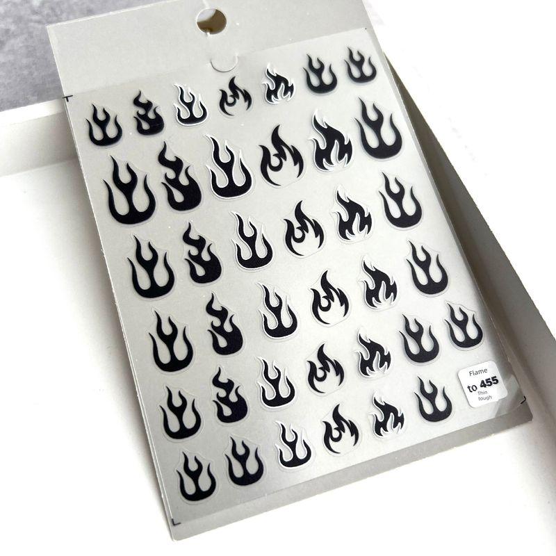 

DIY Flame Gender-Free Nail Stickers for Boys and Girls Thin tough Long Black Flame