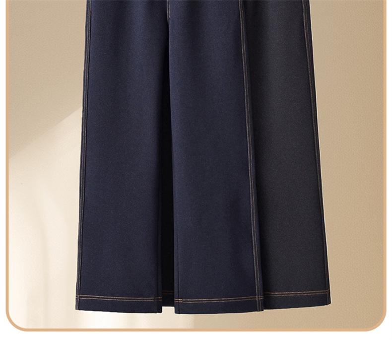 2025 New Style Velvet-Lined Winter Jeans for Middle-Aged & Elderly Women - High-Waisted, Slimming, Straight & Wide Leg.