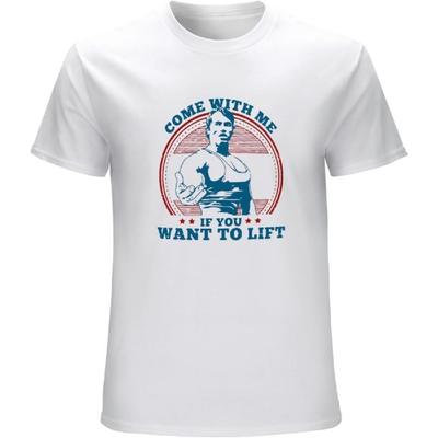 LCKDSKKMHM Arnold Schwarzenegger T-Shirt Come with Me If You Want To Lift Mens Gym Training XS