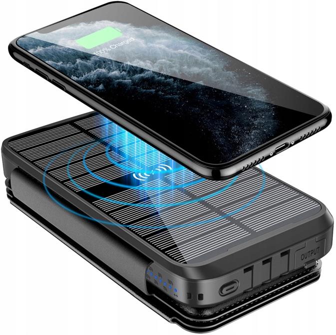 Powerbank Solar 30000 22,5W Indukcja Latarka 5Xusb