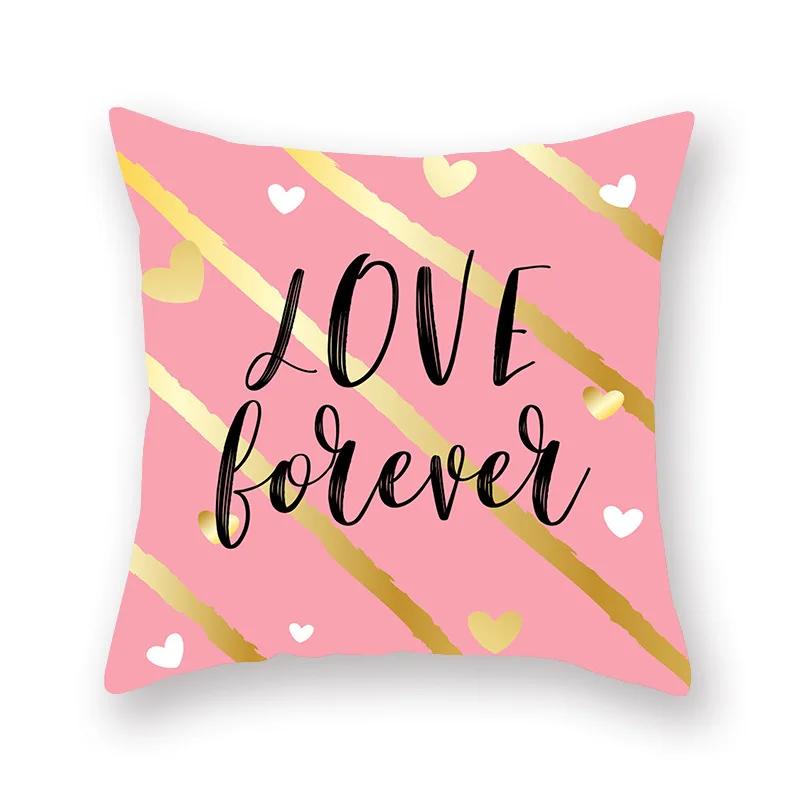 Cute Pink Red Heart Print Home Decor Pillow Sofa Cushion Cover Valentine's Day  Pillowcase