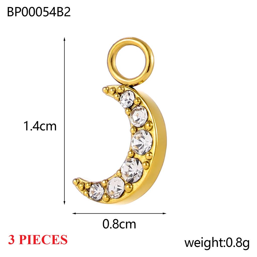 3PCS/LOT CARLIDANA Colorful Enamel Charms Gold Plated Stainless Steel Heart Moon Flower Zircon Pendants DIY Jewelry Making