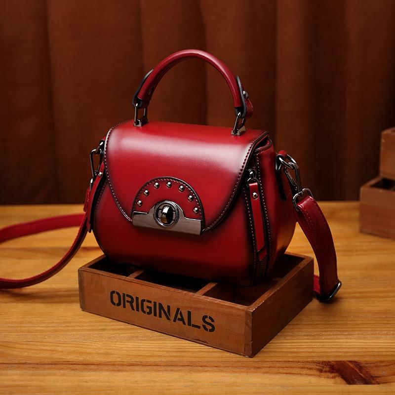 Shoulder Bag Women's Small Round Bag Internet Celebrity Messenger Mobile Phone Bag Mature Temperament Handbag Hair Leather