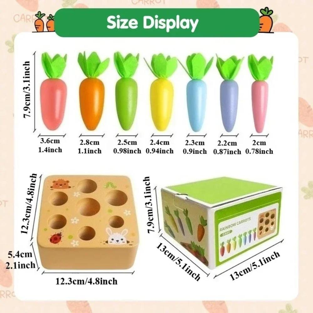 

Wooden Montessori Toys Developmental Shape Sorting & Matching Puzzle Carrots Harvest Game Gifts for Toddlers Babies Boys Girls
