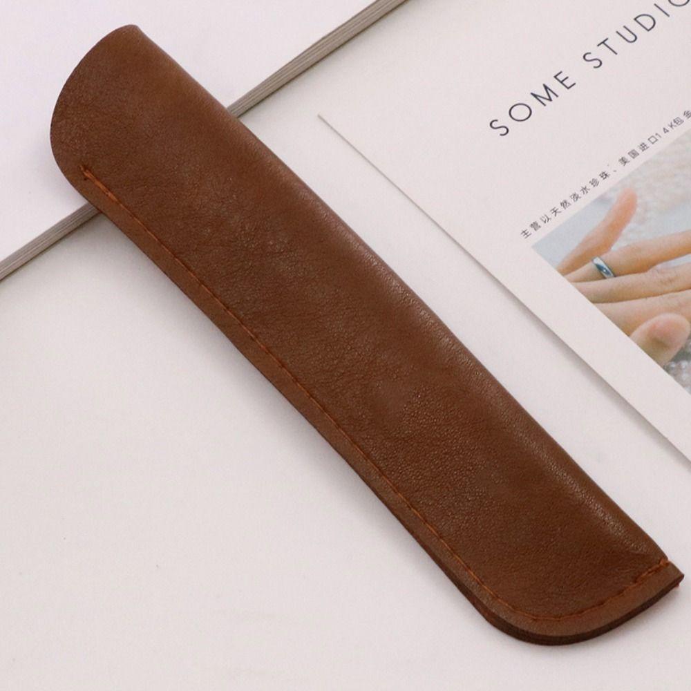 

Однотонные пеналы из ПУ кожи, ПУ кожаные сумки для ручек, Легкий пенал, Канцелярские товары кофейный