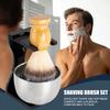 3 In 1 Shaving Brush Set with Acrylic Stand Stainless Steel Bowl Beard Grooming Kit for Men