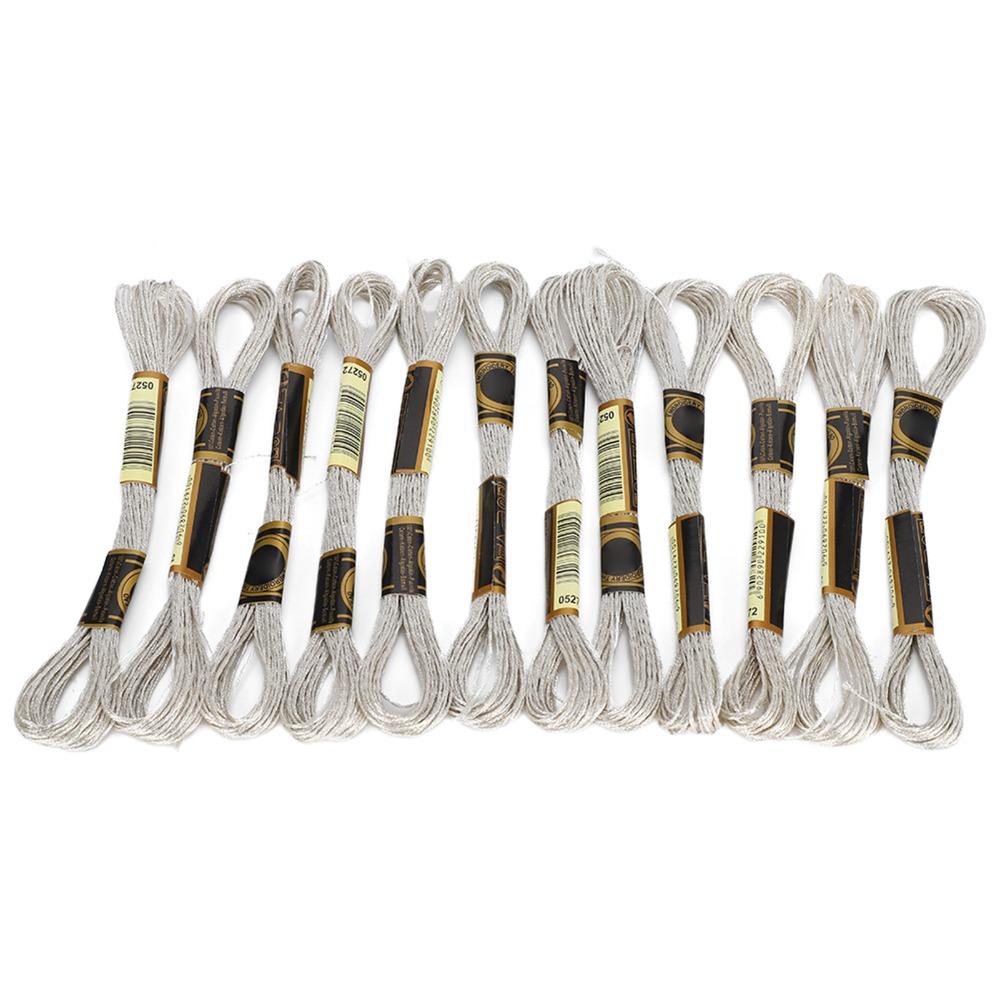 24pcs Silver Glossy Embroidery Floss Glitter Thread HandMade Yarn Cross Stitch Threads DIY Craft