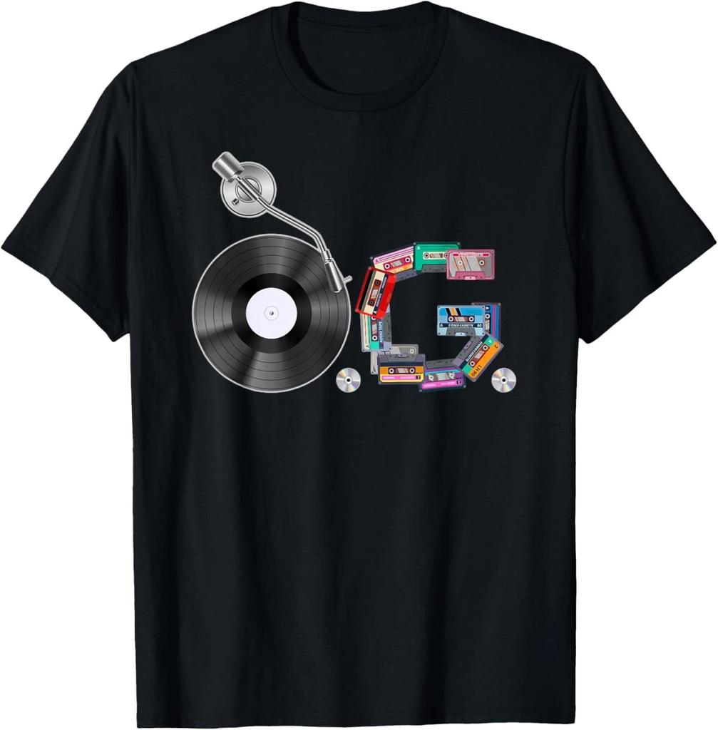 Old School OG Hip Hop Head Vinyl_ CDs_ Tapes 80s 90s Retro T- Shirt