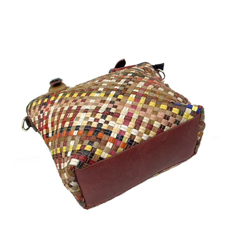 Bag Sheepskin Style Retro Hand-Woven Colored Handbag Messenger Bag Handbag