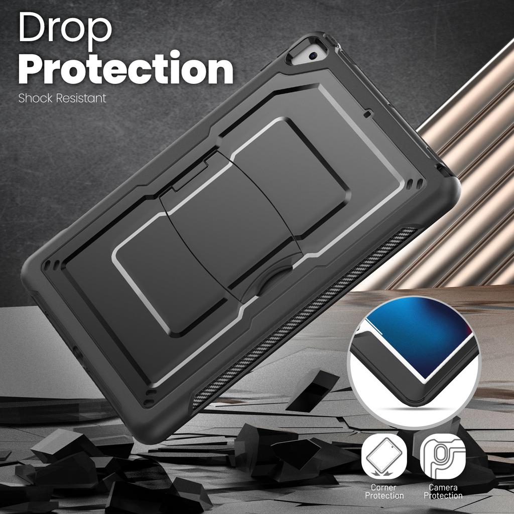 Kickstand PC + TPE Tablet Case with Shoulder Strap For iPad 10.2 (2021)/(2020)/(2019)/Air 10.5 inch (2019)/Pro 10.5-inch (2017)