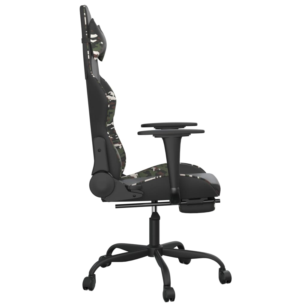 Gaming Chair with Footrest Black and Camouflage PU Leather