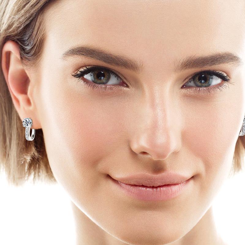 Silvere Glam New fashionable, simple and high-end moissanite earrings from Japan and South Korea, with slightly set pure silver cool ear buckles