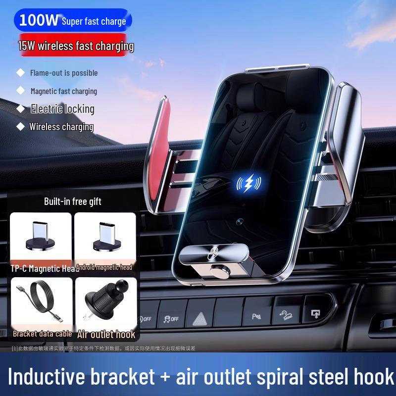 

2025 Магнитный беспроводной держатель для телефона в автомобиль и быстрая зарядка с креплением на воздуховод и присоской на приборную панель