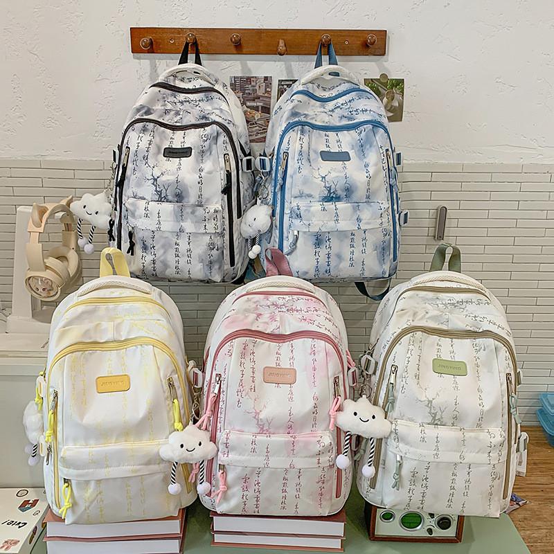 Art Backpack Student With Ink And Wash Print Designs For Teens Daily School Use